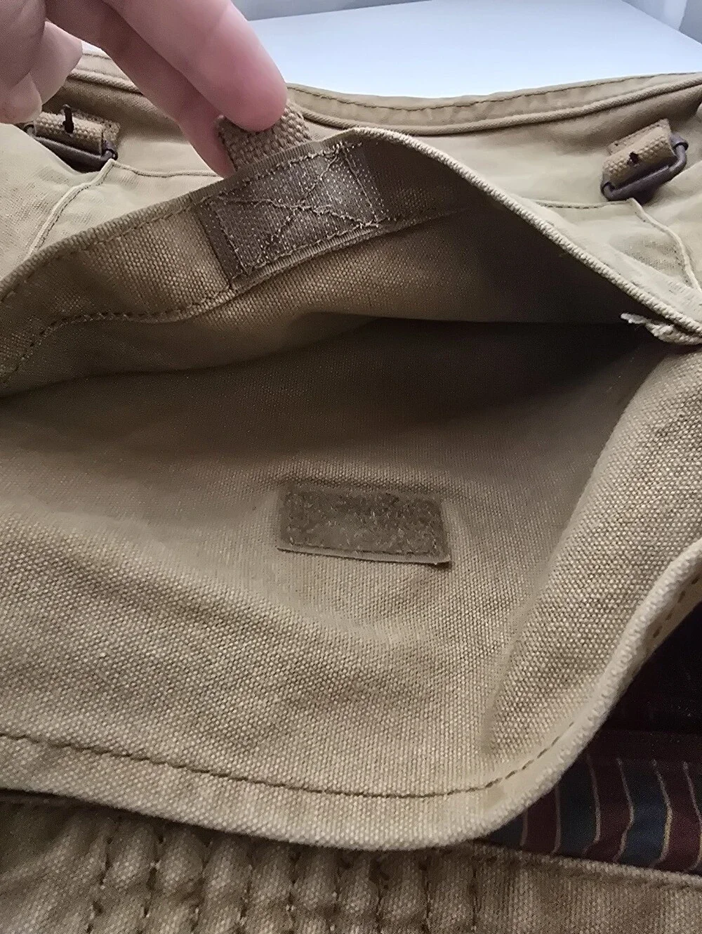 American Eagle Canvas Messenger Crossbody Laptop Utility Bag Khaki Tan